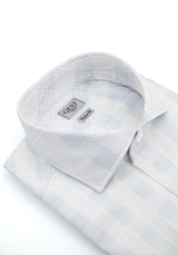Camicia Duke Cotone Bouclé a Quadri Azzurro e Blu - Vista Frontale - Camicia Cotone Italiano - Gest Camiceria Online — Camicia Gest