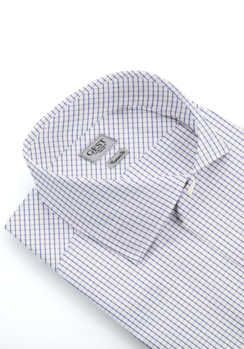 Camicia Popeline 100 Cotone a Quadri Azzurra - Vista Frontale - Camicia Cotone Italiano - Gest Camiceria Online — Camicia Gest