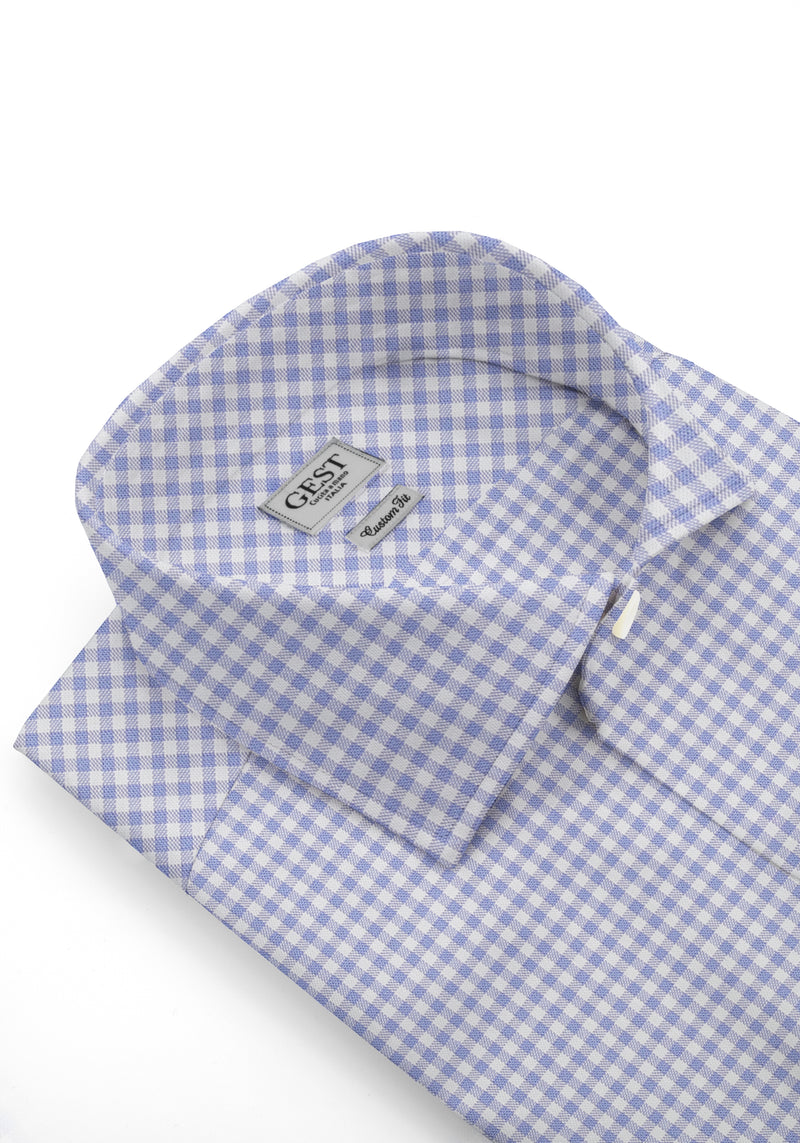 Camicia Cotone Zephir a Quadretti Blu - Vista Frontale - Camicia Cotone Italiano - Gest Camiceria Online — Camicia Gest