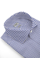 Camicia Cotone Zephir a Quadretti Blu Notte - Vista Frontale - Camicia Cotone Italiano - Gest Camiceria Online — Camicia Gest