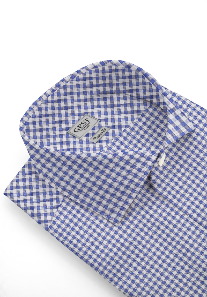Camicia Cotone Zephir a Quadretti Blu Notte - Vista Frontale - Camicia Cotone Italiano - Gest Camiceria Online — Camicia Gest