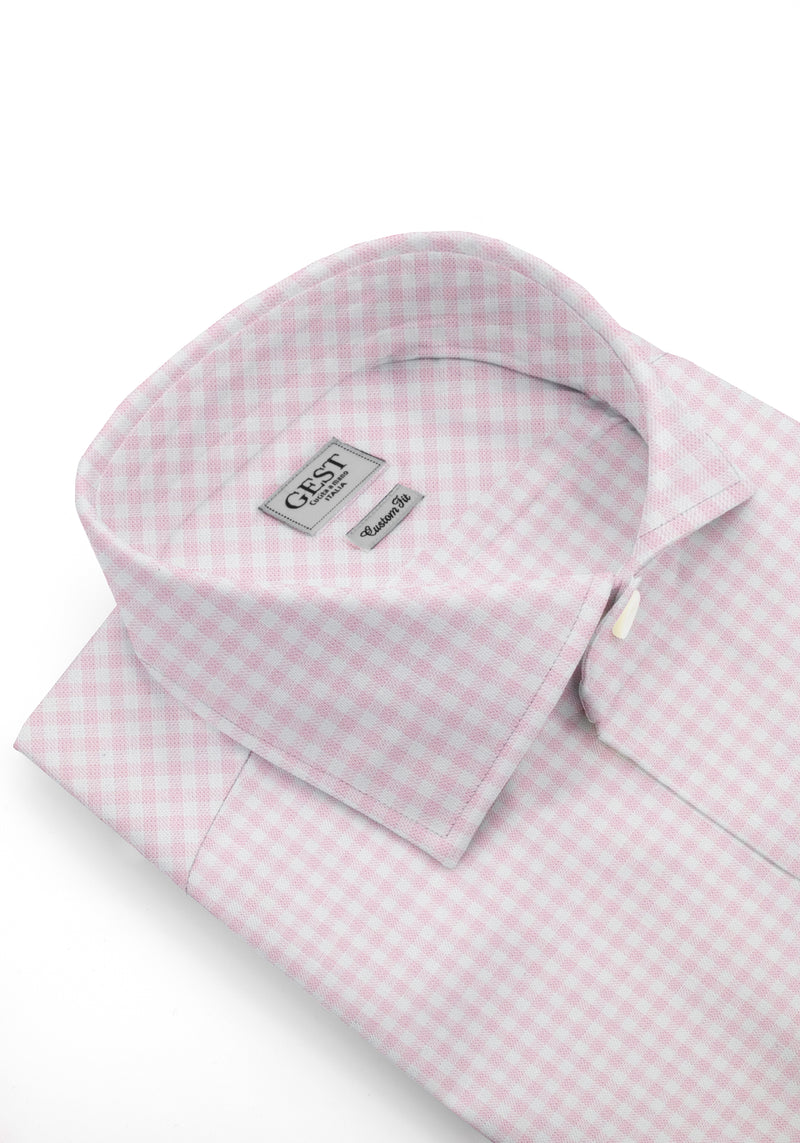 Camicia Cotone Zephir a Quadretti Rosa - Vista Frontale - Camicia Cotone Italiano - Gest Camiceria Online — Camicia Gest