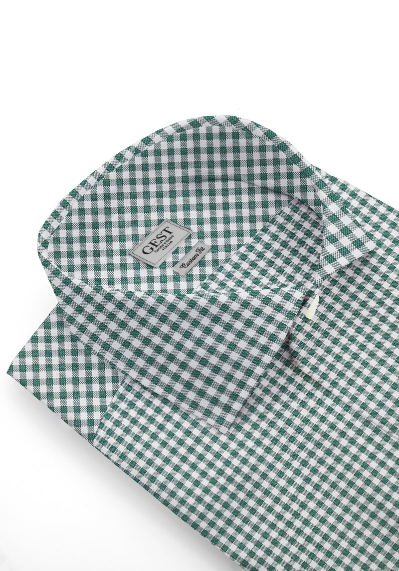 Camicia Cotone Zephir a Quadretti Verde - Vista Frontale - Camicia Cotone Italiano - Gest Camiceria Online — Camicia Gest