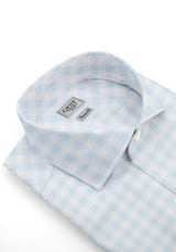 Camicia Cotone Zephir a Quadri Azzurro - Vista Frontale - Camicia Cotone Italiano - Gest Camiceria Online — Camicia Gest