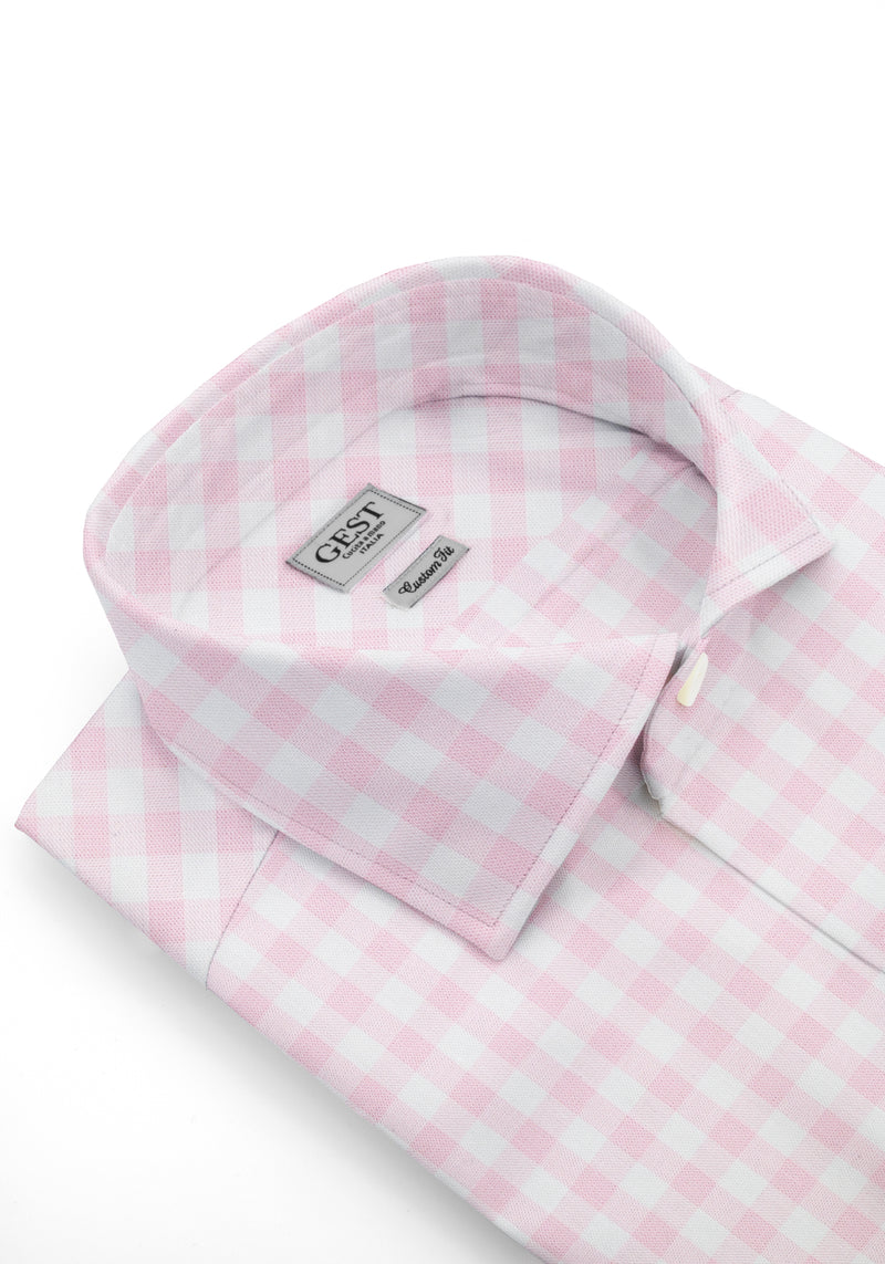 Camicia Cotone Zephir a Quadri Rosa - Vista Frontale - Camicia Cotone Italiano - Gest Camiceria Online — Camicia Gest