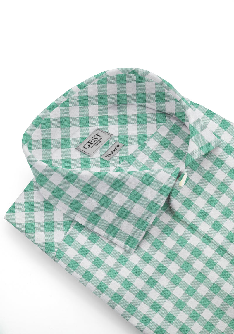 Camicia Cotone Zephir a Quadri Verde - Vista Frontale - Camicia Cotone Italiano - Gest Camiceria Online — Camicia Gest