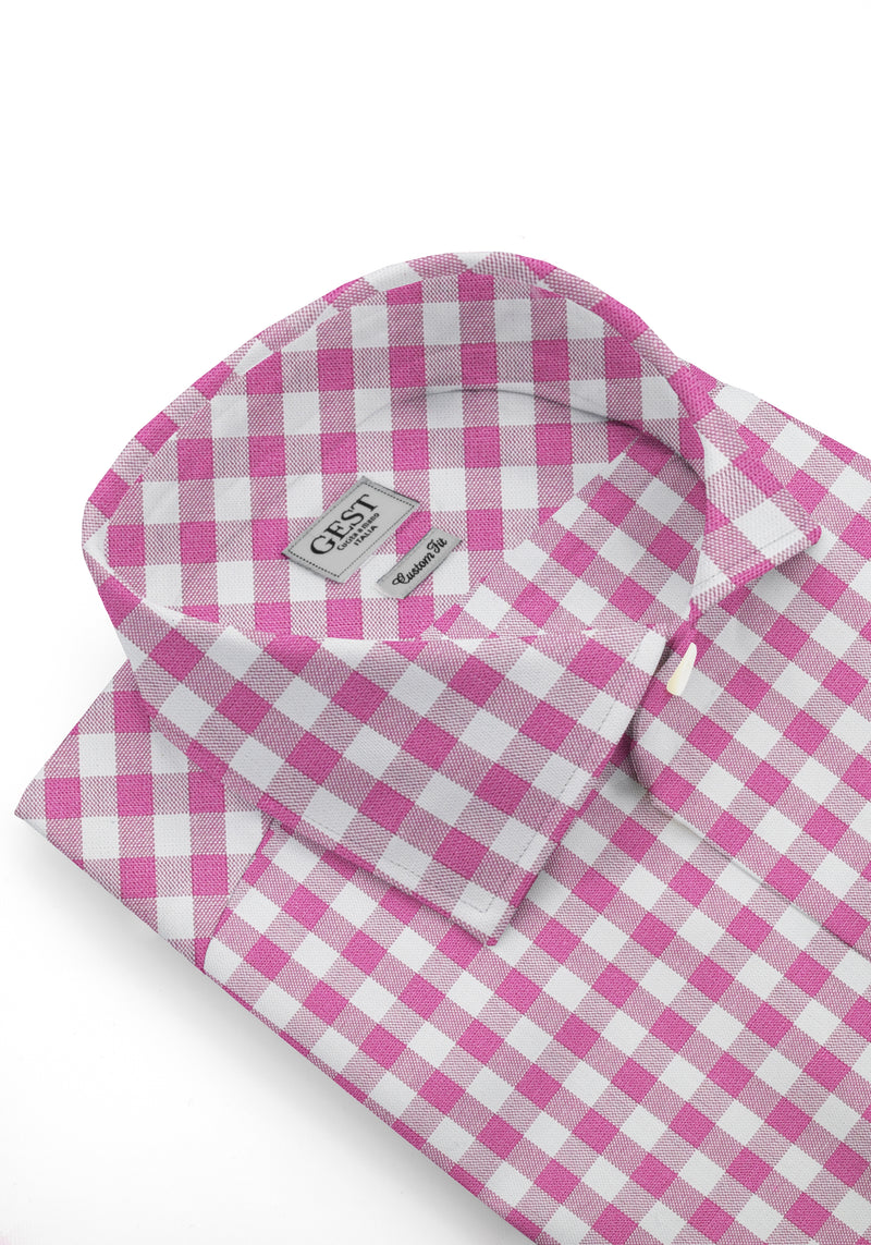 Camicia Cotone Zephir a Quadri Viola - Vista Frontale - Camicia Cotone Italiano - Gest Camiceria Online — Camicia Gest