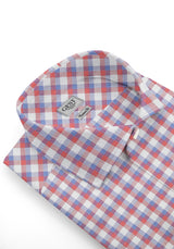 Camicia Cotone Zephir a Quadri Azzurro Rosso - Vista Frontale - Camicia Cotone Italiano - Gest Camiceria Online — Camicia Gest