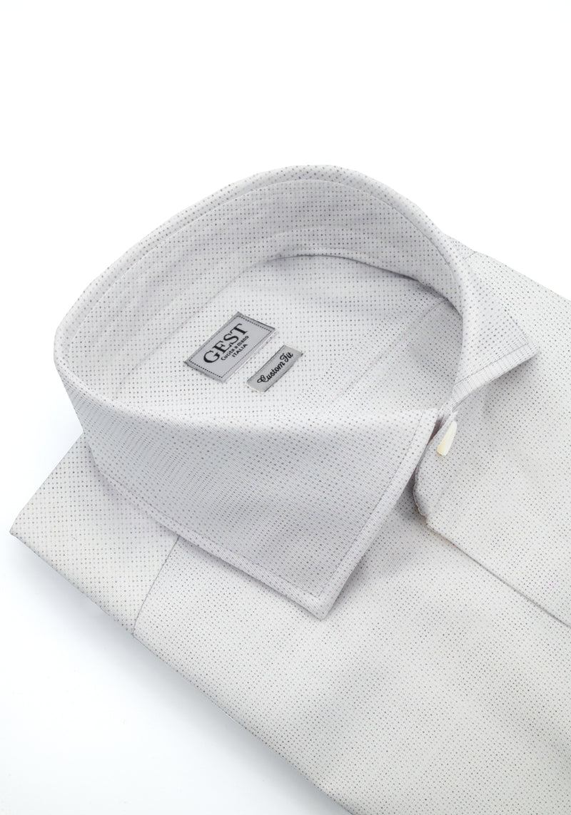 Camicia Cotone Chambray Super Bianco - Vista Frontale - Camicia Cotone Italiano - Gest Camiceria Online — Camicia Gest