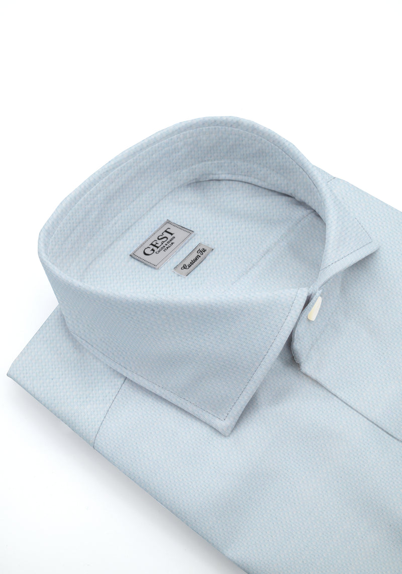 Camicia Cotone Chambray Super Azzurro - Vista Frontale - Camicia Cotone Italiano - Gest Camiceria Online — Camicia Gest