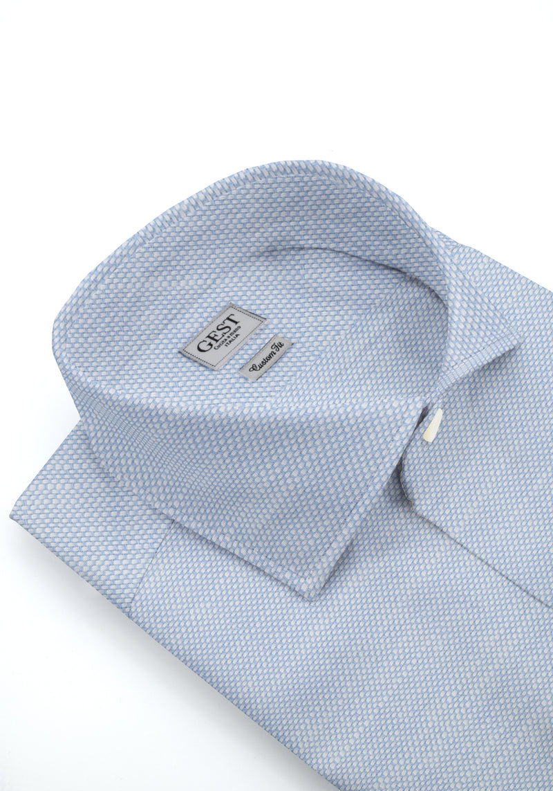 Camicia Cotone Chambray Super Blu - Vista Frontale - Camicia Cotone Italiano - Gest Camiceria Online — Camicia Gest