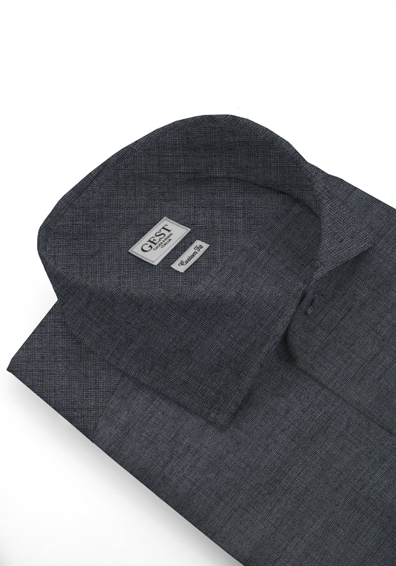 Camicia Business Cotone Zephir Medea Nero - Vista Frontale - Camicia Cotone Italiano - Gest Camiceria Online — Camicia Gest