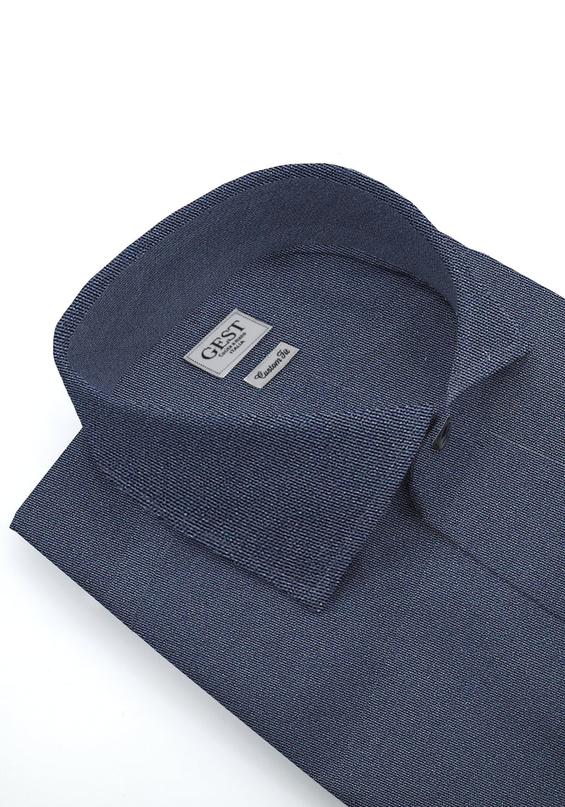 Camicia Business Comfort TP2 Blu Di Prussia - Vista Frontale - Camicia Cotone Italiano - Gest Camiceria Online — Camicia Gest