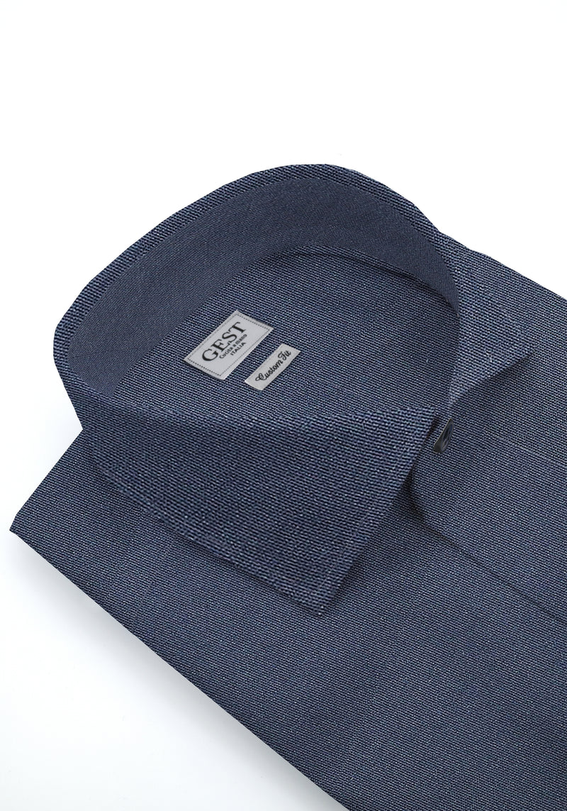 Camicia Comfort TP2 Blu Di Prussia - Vista Frontale - Camicia Cotone Italiano - Gest Camiceria Online — Camicia Gest