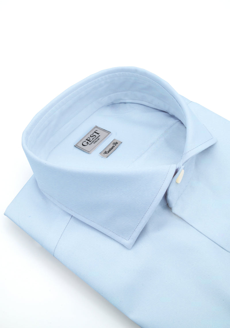 Camicia Comfort TP2 Stretch Popeline Azzurra - Vista Frontale - Camicia Cotone Italiano - Gest Camiceria Online — Camicia Gest