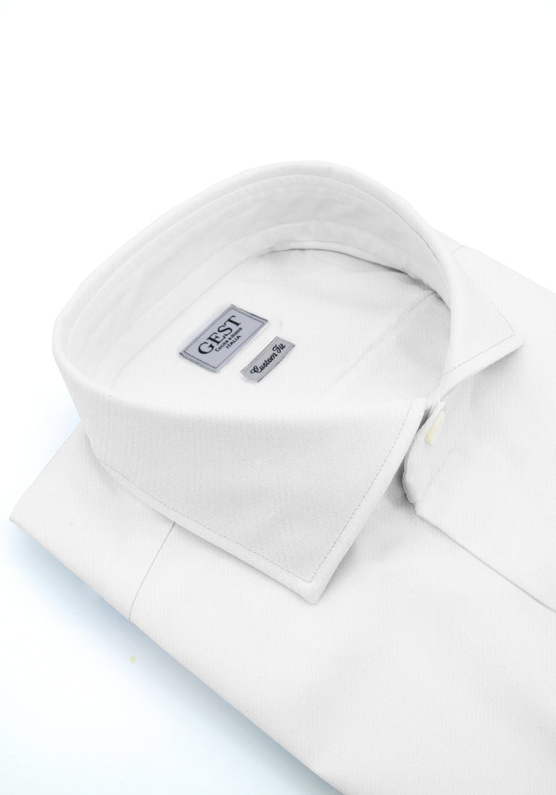 Camicia Piumino In Pregiato Cotone Egiziano Bianca Pura - Vista Frontale - Camicia Cotone Italiano - Gest Camiceria Online — Camicia Gest