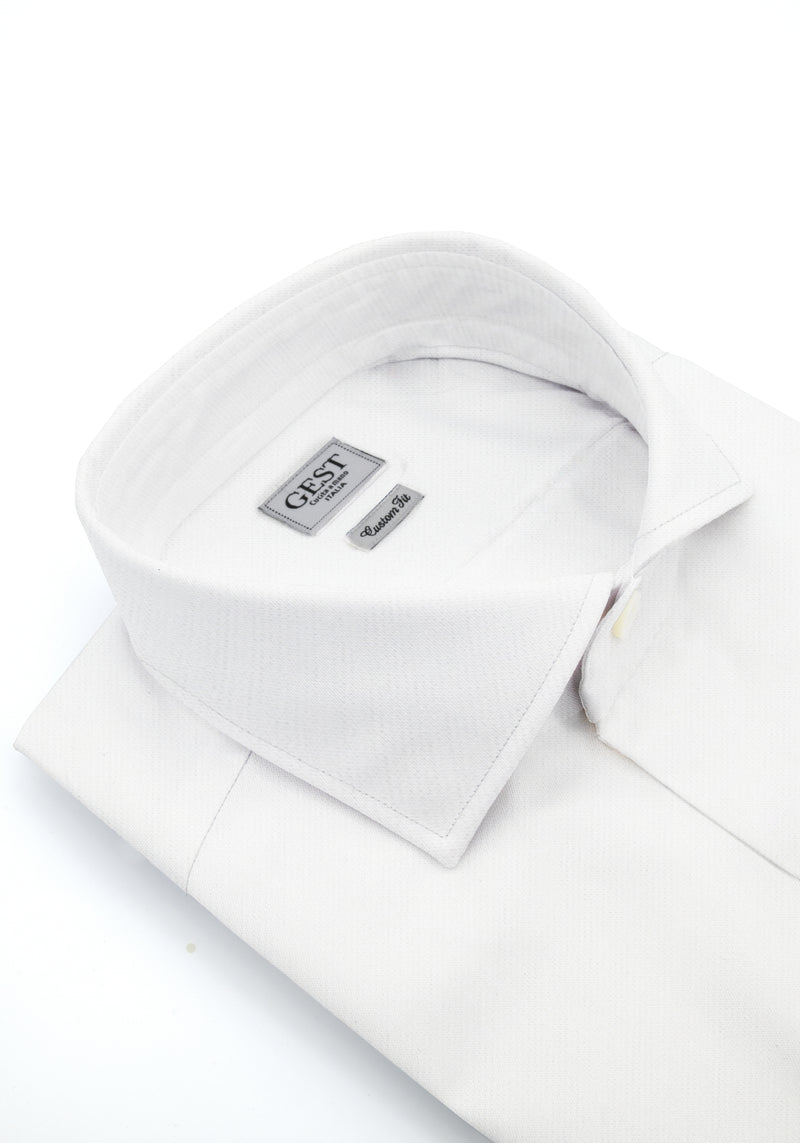 Camicia Piumino In Pregiato Cotone Egiziano Bianca - Vista Frontale - Camicia Cotone Italiano - Gest Camiceria Online — Camicia Gest