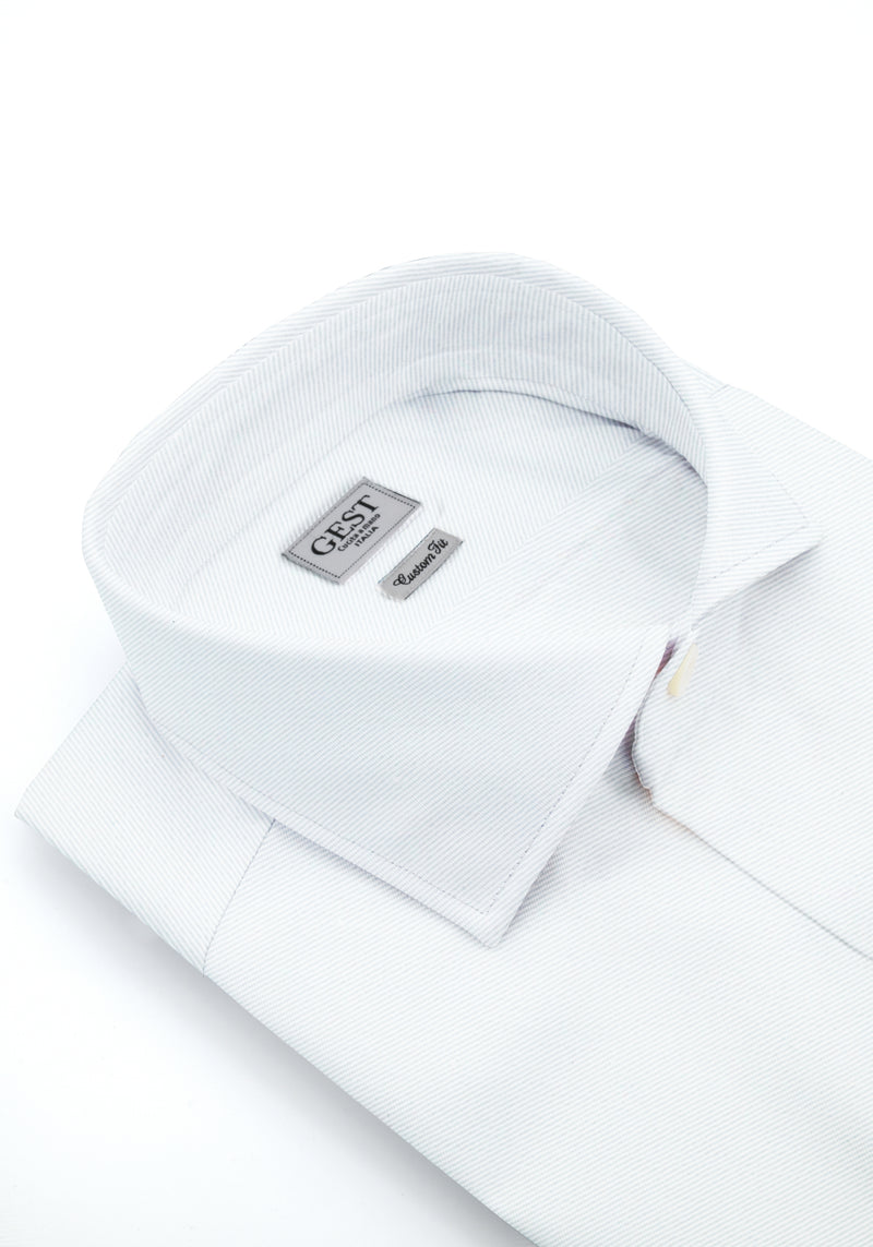 Camicia Piumino Twill In Pregiato Cotone Egiziano Giza 87 Azzurra - Vista Frontale - Camicia Cotone Italiano - Gest Camice... — Camicia Gest