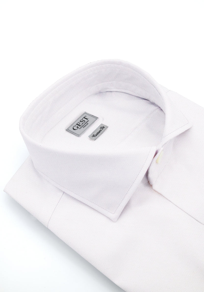 Camicia Piumino Twill In Pregiato Cotone Egiziano Giza 87 Rosa - Vista Frontale - Camicia Cotone Italiano - Gest Camiceria... — Camicia Gest