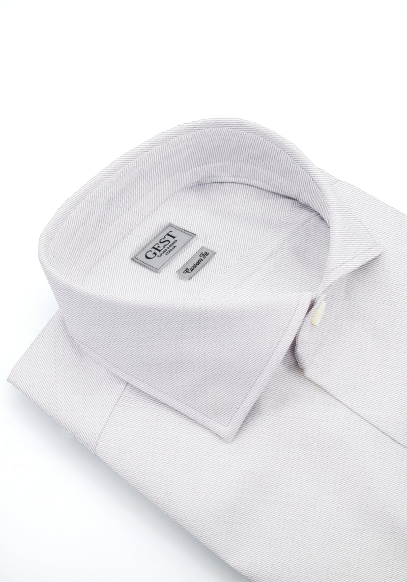 Camicia Piumino Twill In Pregiato Cotone Egiziano Giza 87 Viola - Vista Frontale - Camicia Cotone Italiano - Gest Camiceri... — Camicia Gest