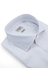 Camicia Business Popeline 120 Azzurra Con Righe - Vista Frontale - Camicia Cotone Italiano - Gest Camiceria Online — Camicia Gest