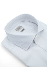 Camicia Piumino In Pregiato Cotone egiziano Giza 87 Azzurra A Quadri Bianchi - Vista Frontale - Camicia Cotone Italiano - ... — Camicia Gest