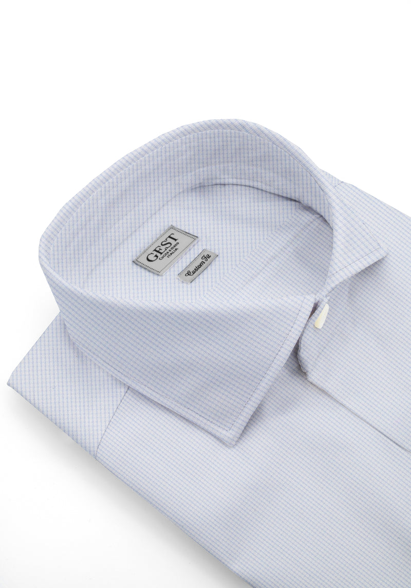 Camicia Popeline 120 Azzurra A Quadri - Vista Frontale - Camicia Cotone Italiano - Gest Camiceria Online — Camicia Gest