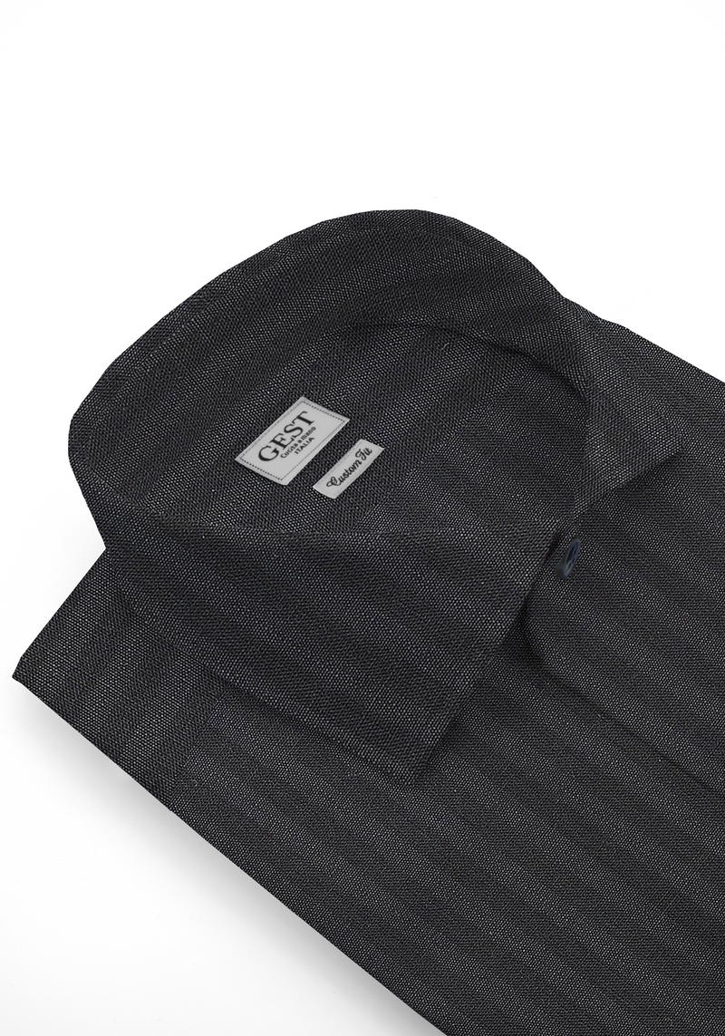 Camicia Air 100 Cotone Popeline a Righe Nere - Vista Frontale - Camicia Cotone Italiano - Gest Camiceria Online — Camicia Gest