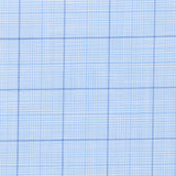 Camicia Cotone Chambray a Quadri Azzurro e Blu - Vista Laterale - Camicia su Misura - Gest Cotone Italiano — Camicia Gest